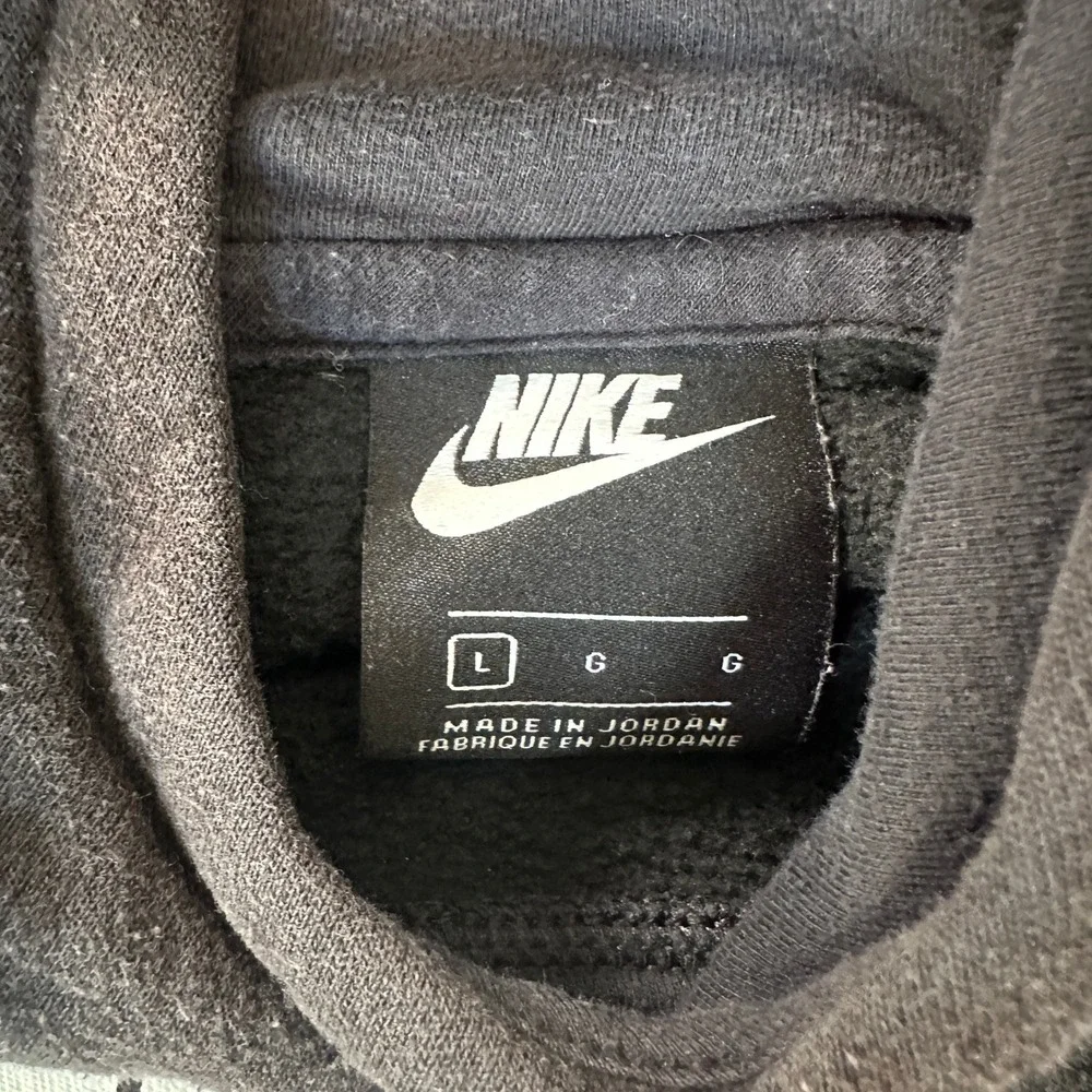 Nike Boys Sportswear Hoodie Size L Black White Swoosh Logo Fleece Pullover